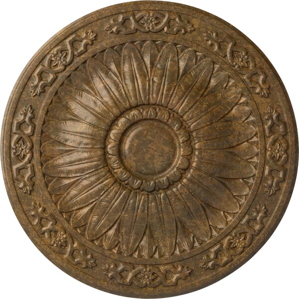 Ekena Millwork Lunel Ceiling Medallion (Fits Canopies up to 3 3/4"), Hnd-Painted Rubbed Bronze, 20 1/4"OD x 1 1/2"P CM20LURZS - main